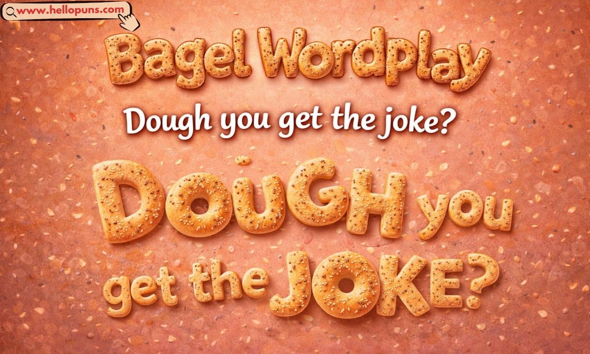 Illustration of a smiling bagel with text "Dough you get the joke?"